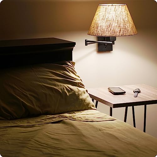 Cambridge 15" Modern Swing Arm Wall Sconce with 3 (Black,Latte Mocha Shade)