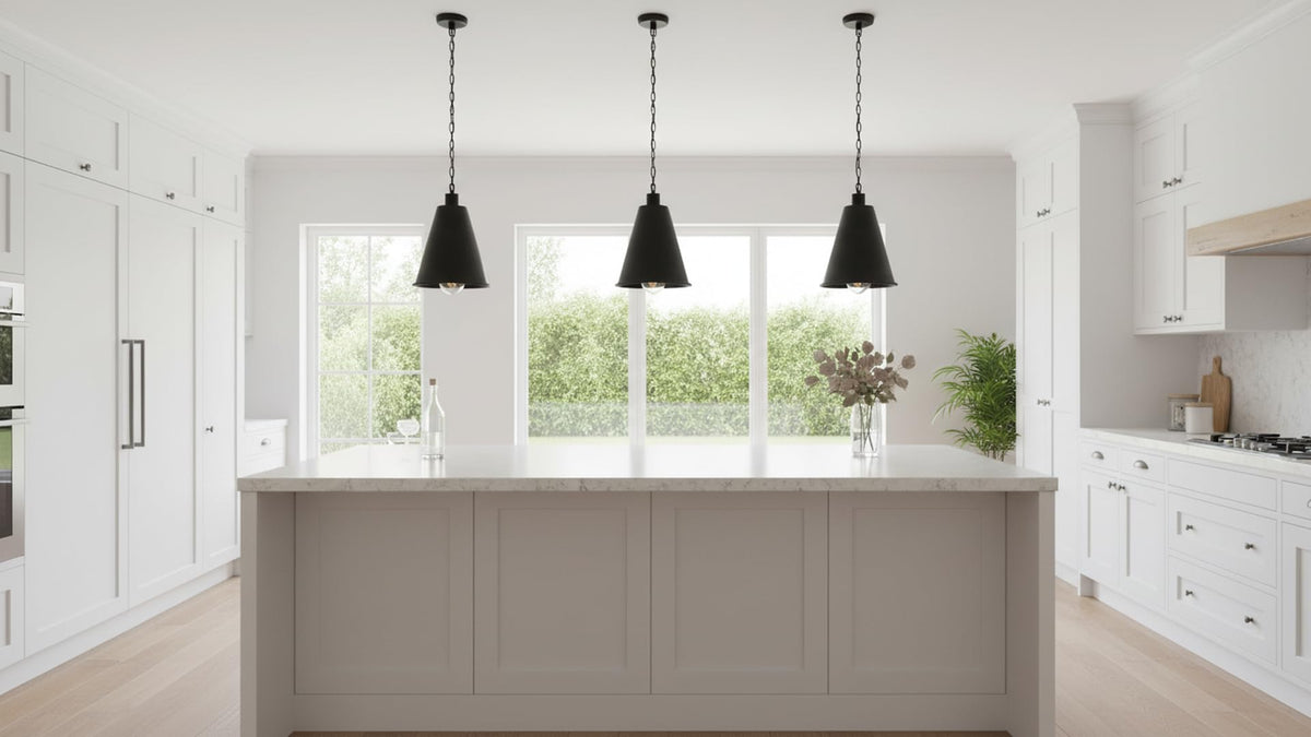 21603-11,Replacement Cone Metal Shade for Pendant Light,Matte Black,6"W x 6-1/2"H,Center Hole 1-5/8" (Matte Black with White inside)
