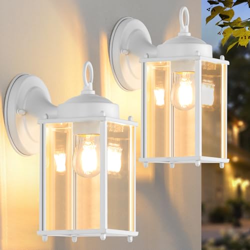 Large Outdoor Wall Lantern (White / 10.24 inch)