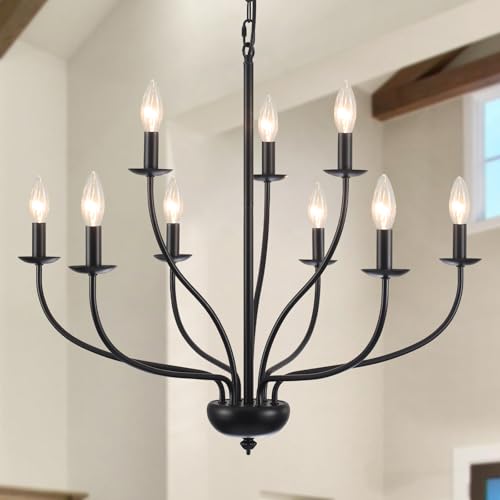 12 Light Black Farmhouse Chandelier