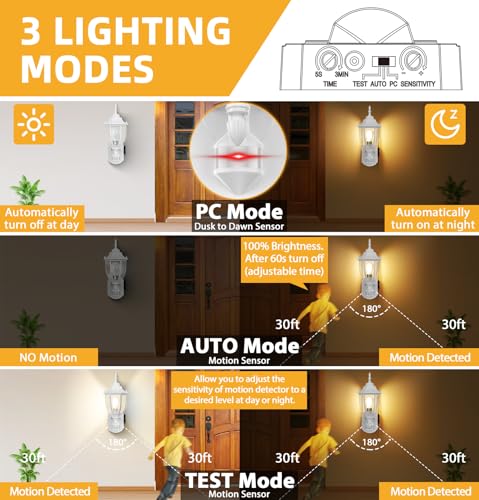 Porch Lights with Outlet (White / 1 Pack)
