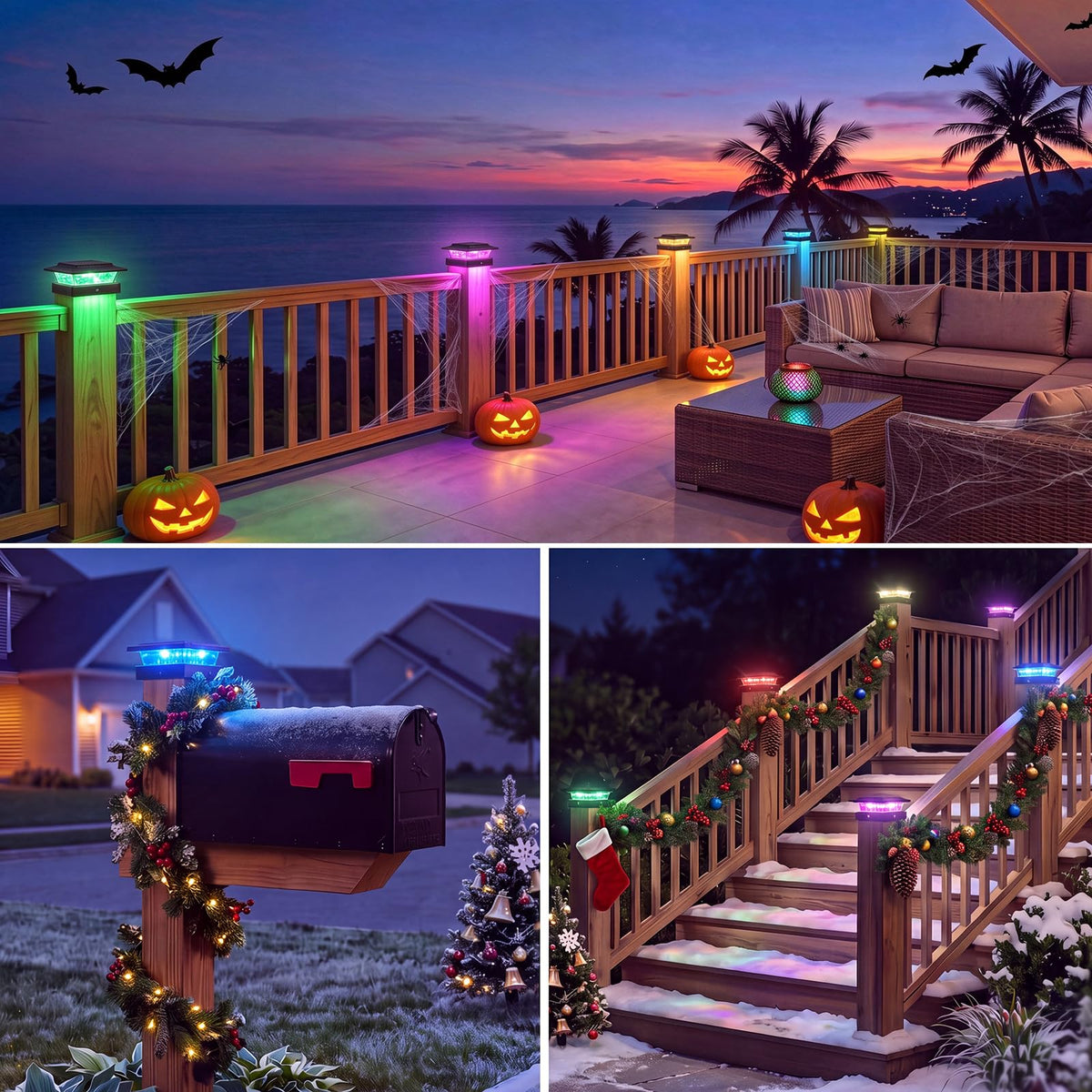 12 Pack Solar Post Cap Lights Color Changing (Multicolor / 12 Pack)