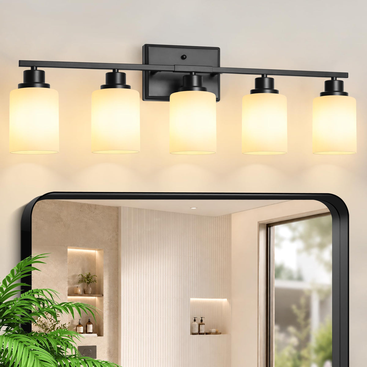 5 Light Bathroom Light Fixtures (Brushed Black / 5 Light-30.3")
