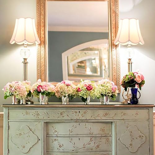 Scalloped Lamp Shades Set of 2 Medium (White-fabric / 8"×13"×11" (Spider)-2 pcs)