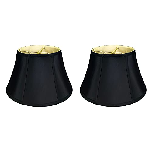 Shallow Drum Bell Billiotte Wall Lamp Shade (Black - Set of 2 / 9.5 x 15 x 8)