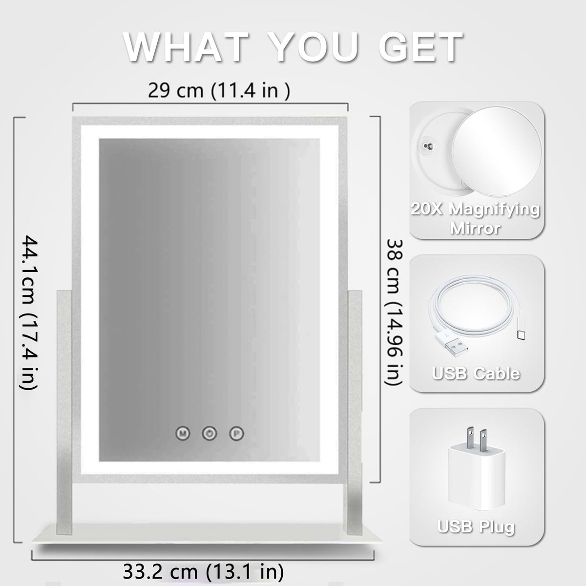 Lighted Makeup Mirror (17.4"L x 13.1"W)