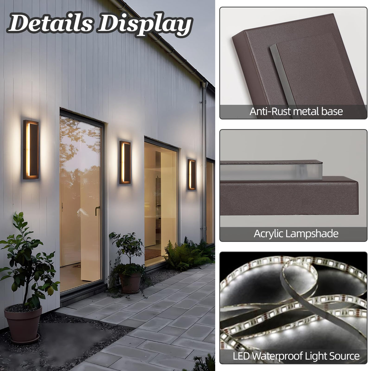 Brown Outdoor Wall Sconce Exterior Lights Fixture 15.7 in (Brown 1-tier Modern Design / 15.7 Inches（40 cm）)