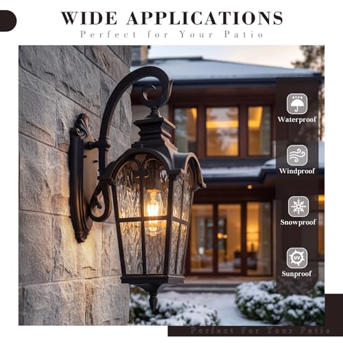 Outdoor Wall Sconce 28.7" (ORB - Water Ripple Glass / 28.7 Inch - No Function)