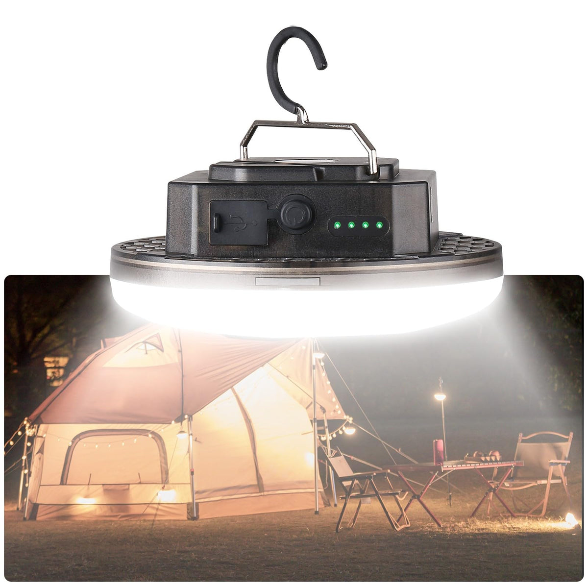 Transparent Portable Rechargeable LED Camping Lights (Black / 40W)