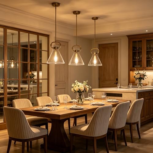Glass Pendant Light Kitchen Island 9.8" Gold Island Pendant Lights 1 Light (Gold / Special 1 Light)