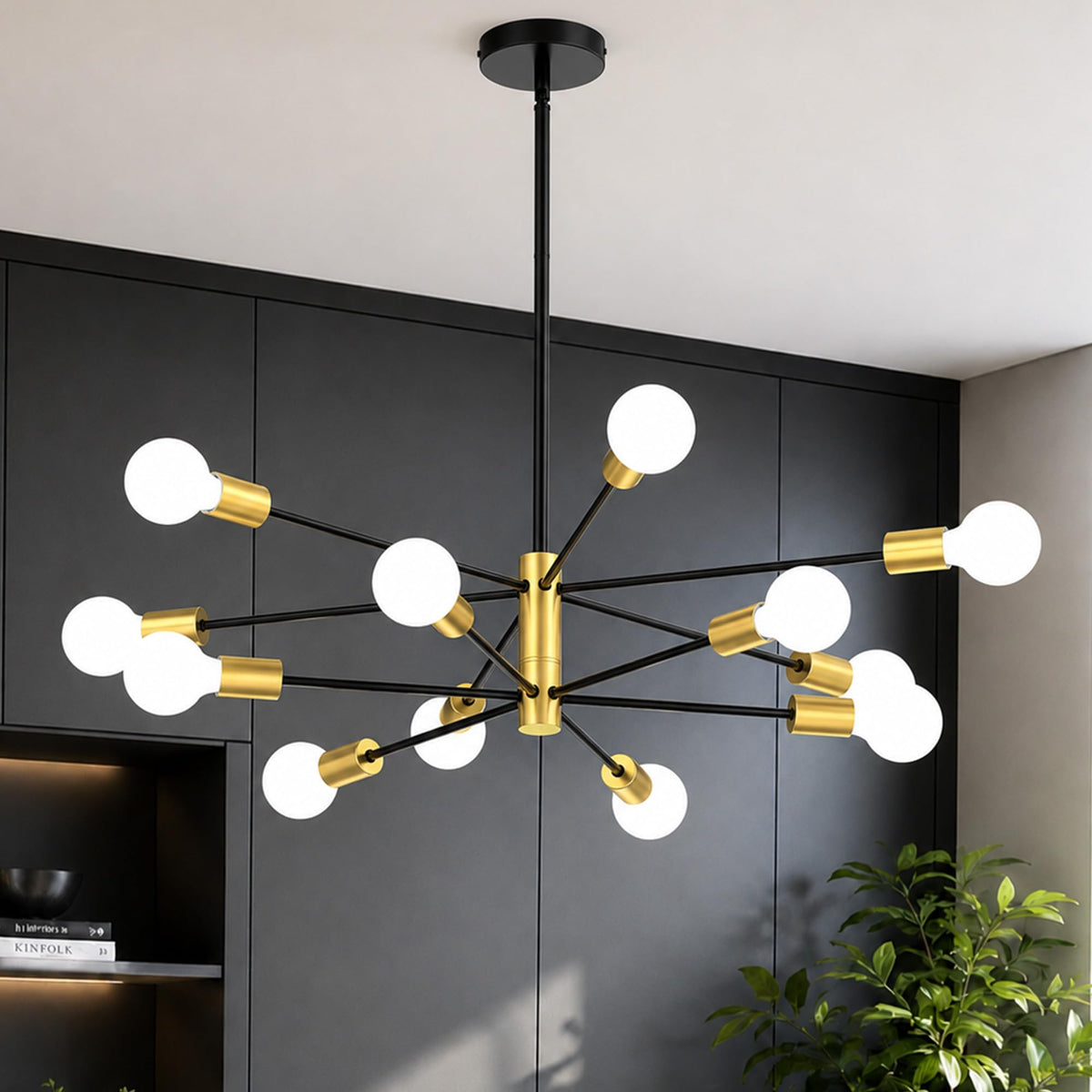 Sputnik Chandelier 12 (Black and Gold / 12 Light)