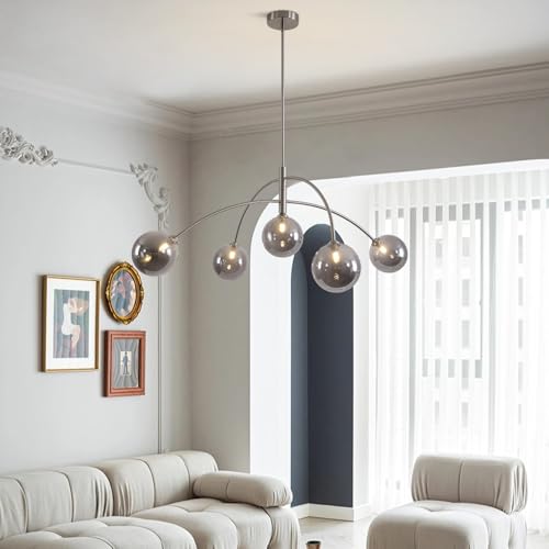 Chandelier 6 Lights Modern Nordic Gold Sputnik Chandelier Hanging Lighting Glass Globe Ceiling Pendant Light Fixtures