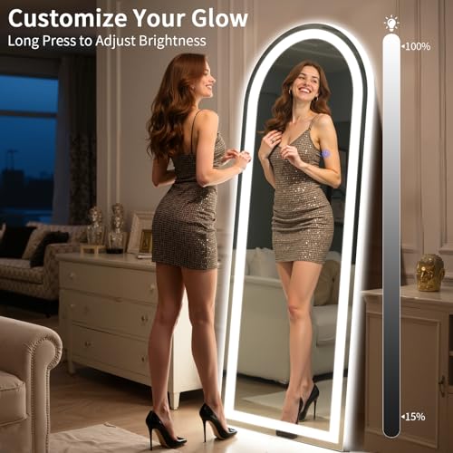 Arch Full Length Standing Mirror with LED Lights