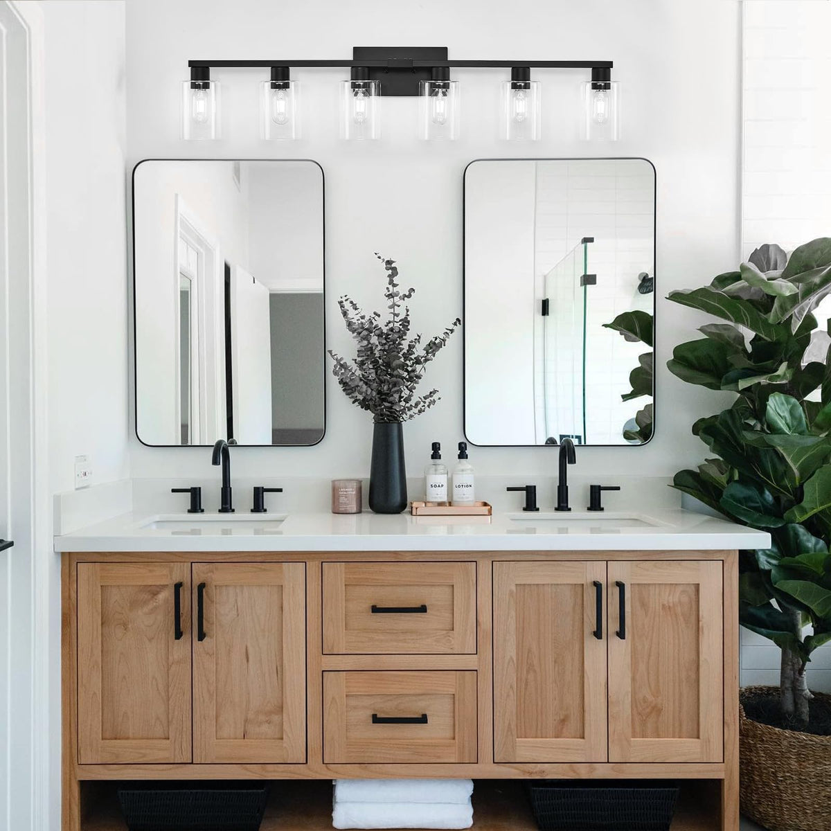 6 Light Bathroom Vanity Light Black (Black / 6 light)