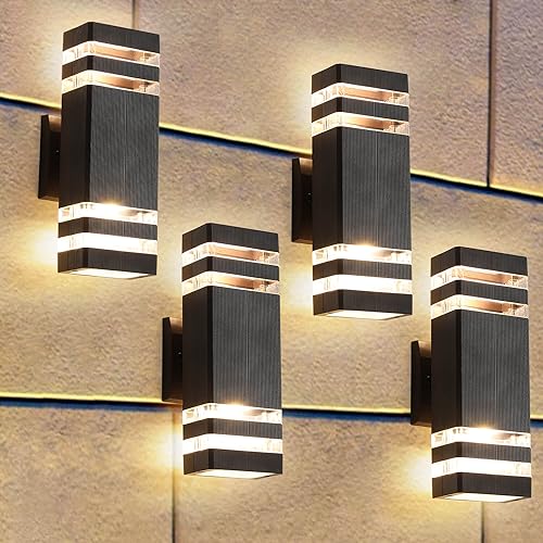 4 Pack Up and Down Lights Outdoor Light Fixture (2-tier 12.8 Inches)