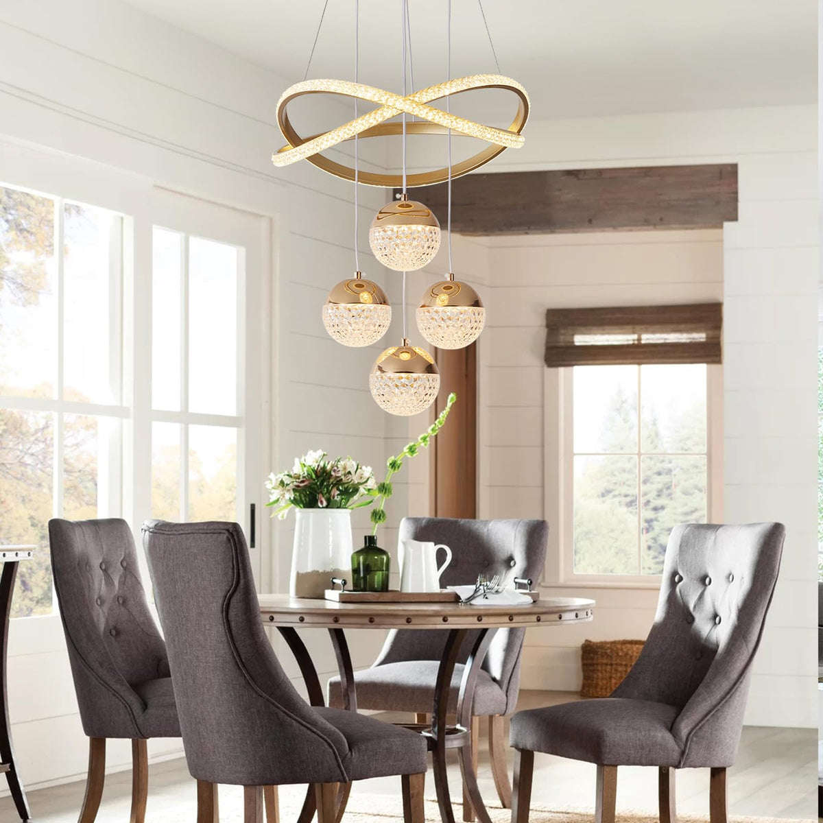 Gold LED Chandeliers (Gold,16.1inch)