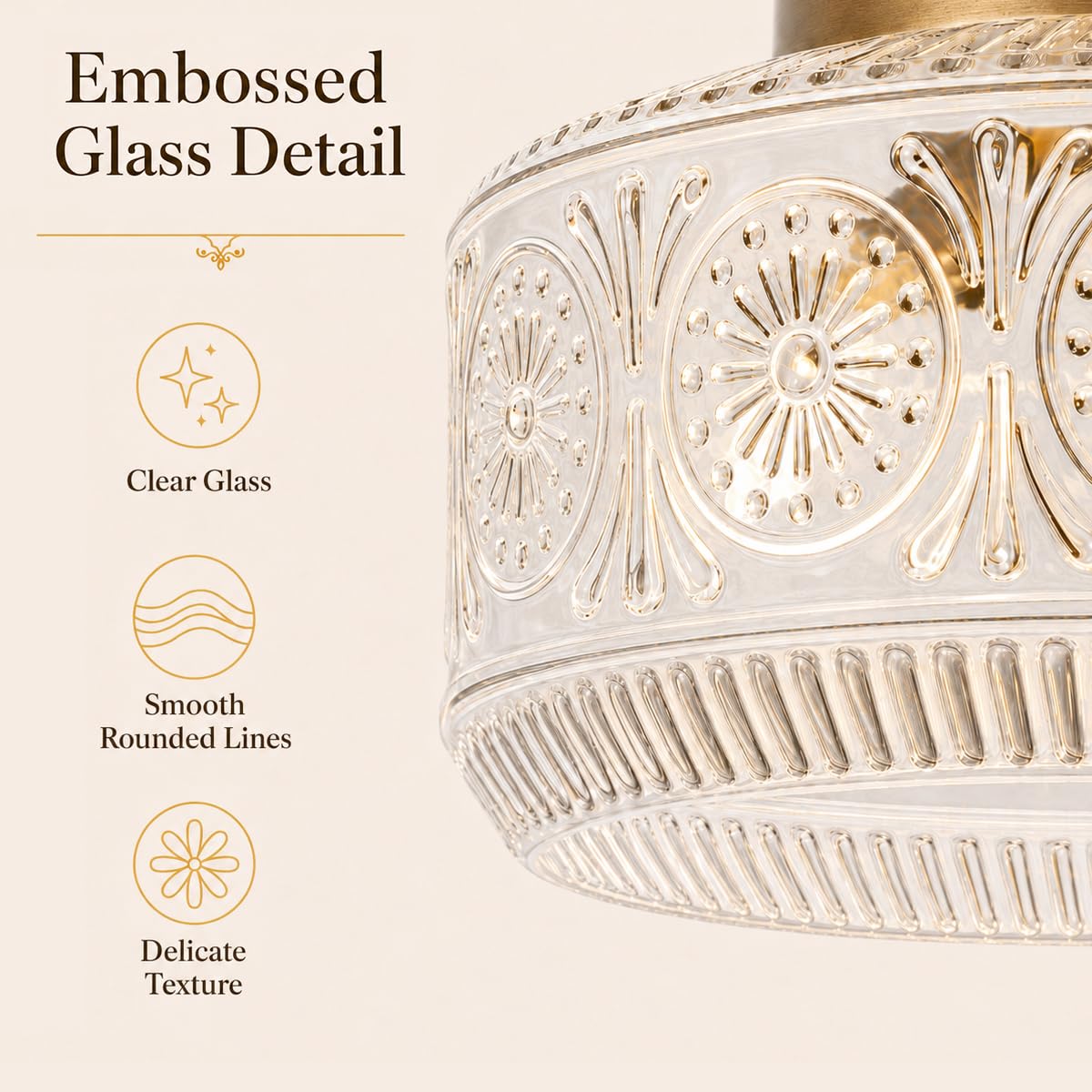 3 Light Vintage Pendant Lights for Island Adjustable Ceiling Hanging Light (Gold+Clear Glass / 11.8in)
