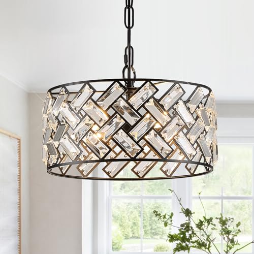 12" Black Crystal Chandelier (Small Black)