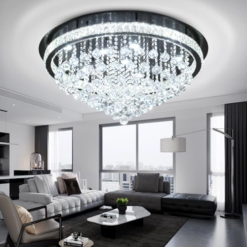 Dia 32" Modern Crystal Chandeliers for Dining Room (Black / Dia 32")