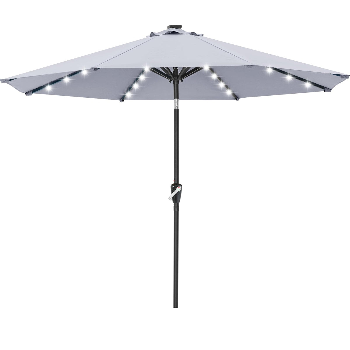 Solar Led Patio Umbrella with 32 Lights 10FT (LED Umbrella / 10ft / Gray)
