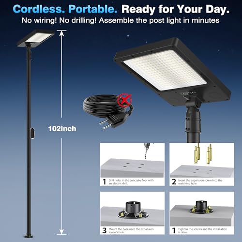 Solar Lamp Post Lights Outdoor with Pole & reomte