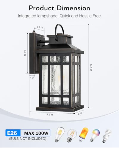 Exterior Lighting Fixtures (Black(Gold Trim) / Dusk to Dawn Sensor-1 Pack)