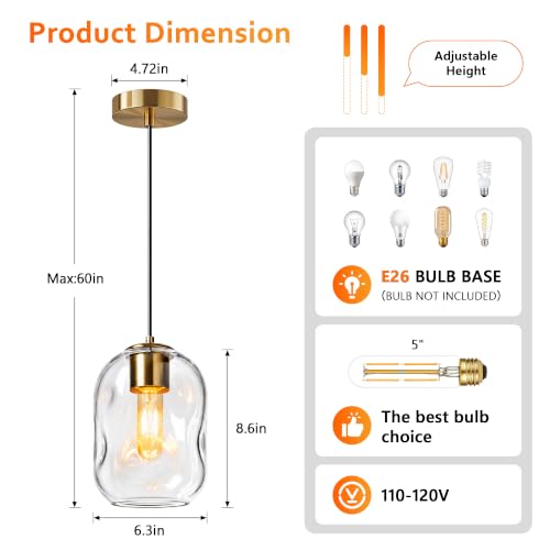 Pendant Lights Kitchen Island (Gold-8.7"H / 2 Pack)