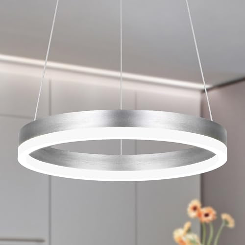 12" Black Led Ring Chandelier Ring Modern Led Chandelier Modern Pendant Lights Adjustable Height Light Contemporary Light Fixture for Kitchen Island Bedroom Dining Room Living Room