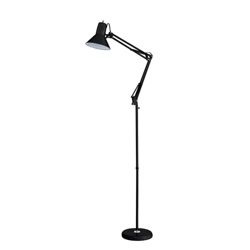 Office VLF100F Swing Arm Metal Floor Lamp (72" Tall / Floor, Black)