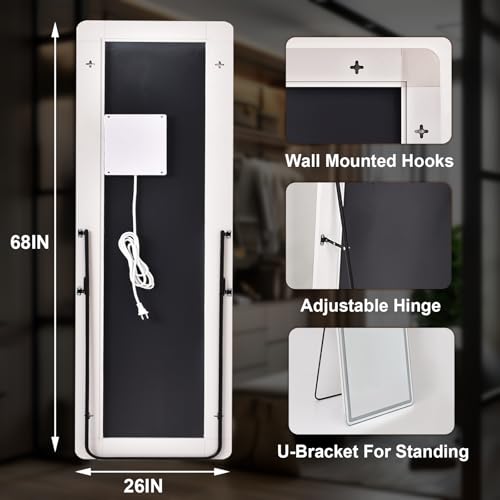 26x68 inch Full Length Mirror with Lights (68"L x 26"W)