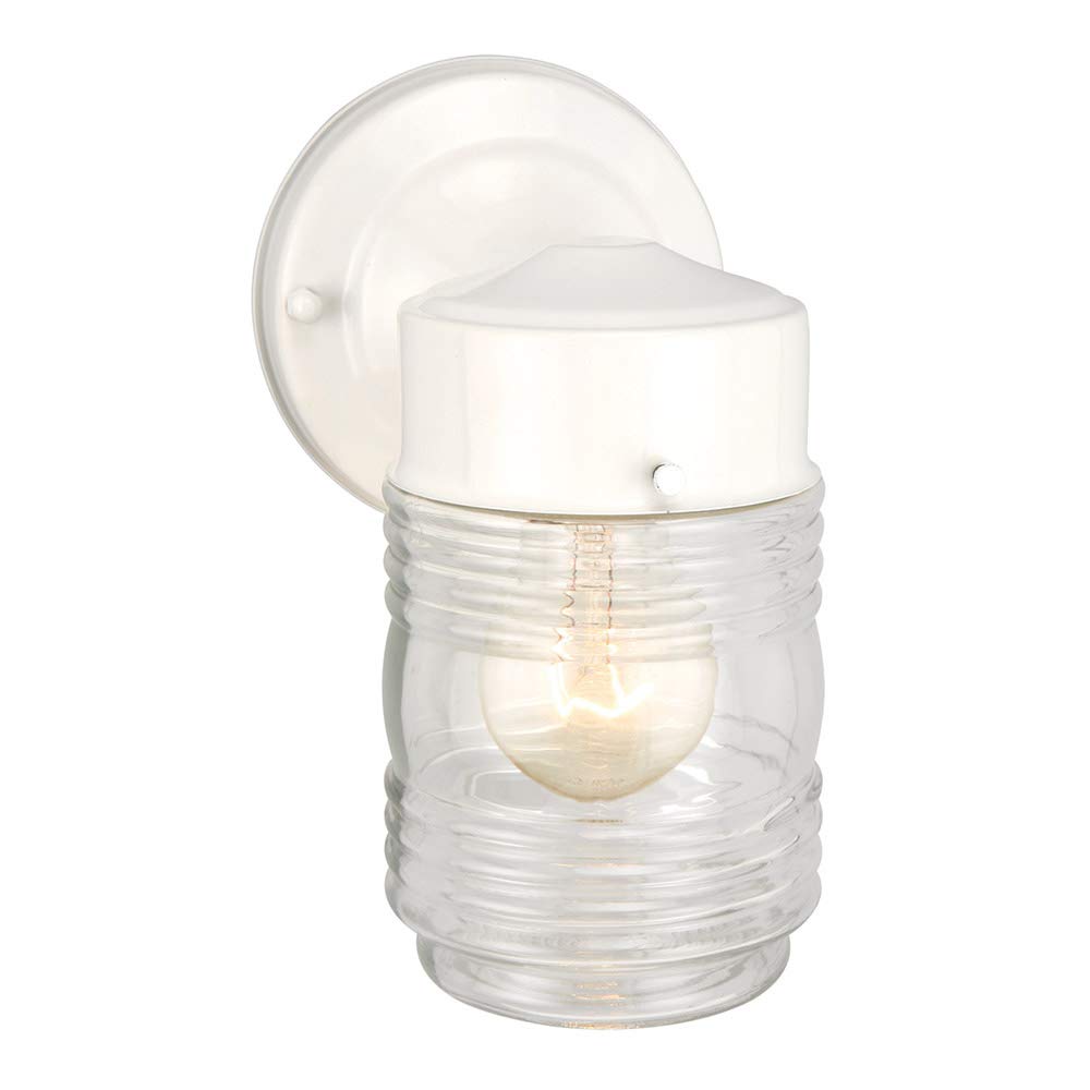 Jelly Jar 1 Light Outdoor Wall Lantern (Clear Ribbed Glass / Farmhouse)