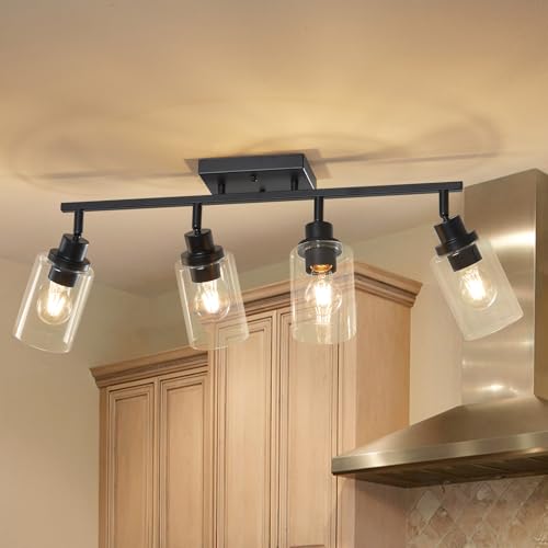 4 Light Kitchen Track Light Fixtures Ceiling Vanity Lights Black (Black / 4-Light)