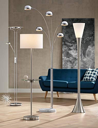 Piazza 72 1 2" Tall Brushed Nickel Modern Torchiere Floor Lamp (Silver Brushed Nickel)