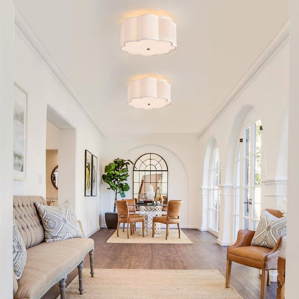 Flush Mount Ceiling Light (Gold, White / 13 inch)