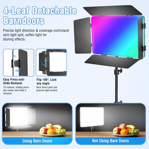 2 Pack LED Video Light Kit with 63'' Tripod Stand