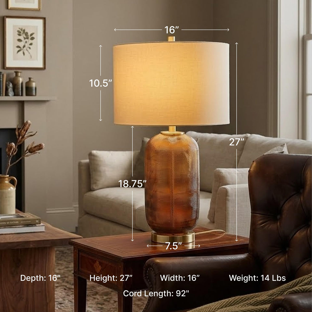 Farberman Amber Glass Table Lamp (Amber / Table Lamp)