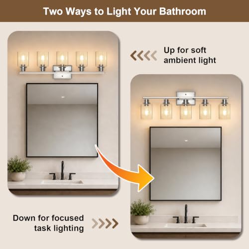 Modern Bathroom Light Fixtures Over Mirror (Brushed Nickel / 5 Light)