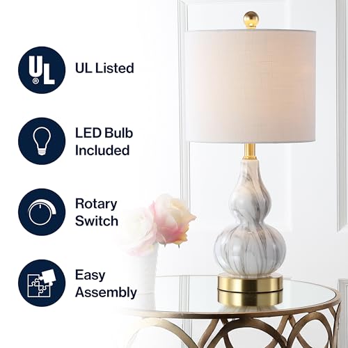 Anya Gourd Glass Table Lamp 20.5" (Single / Black / White)