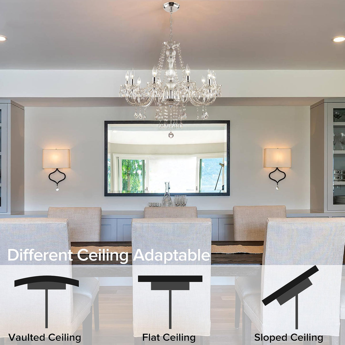 Acrylic Crystal Chandelier Clear 25 * 27.5in 10 (Clear / 10-Light)