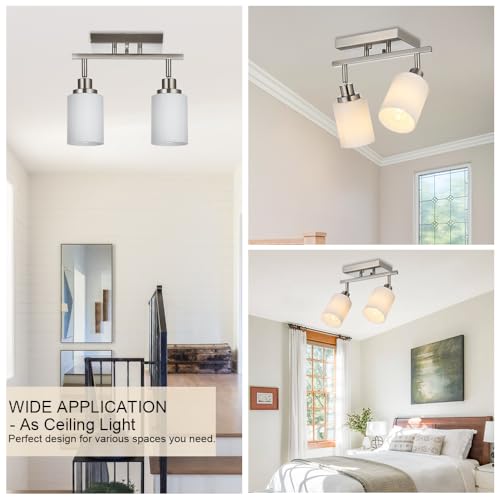 2 Light Track Light Fixtures Wall Sconce Lighting (Brushed Nickel / 2-Lights)