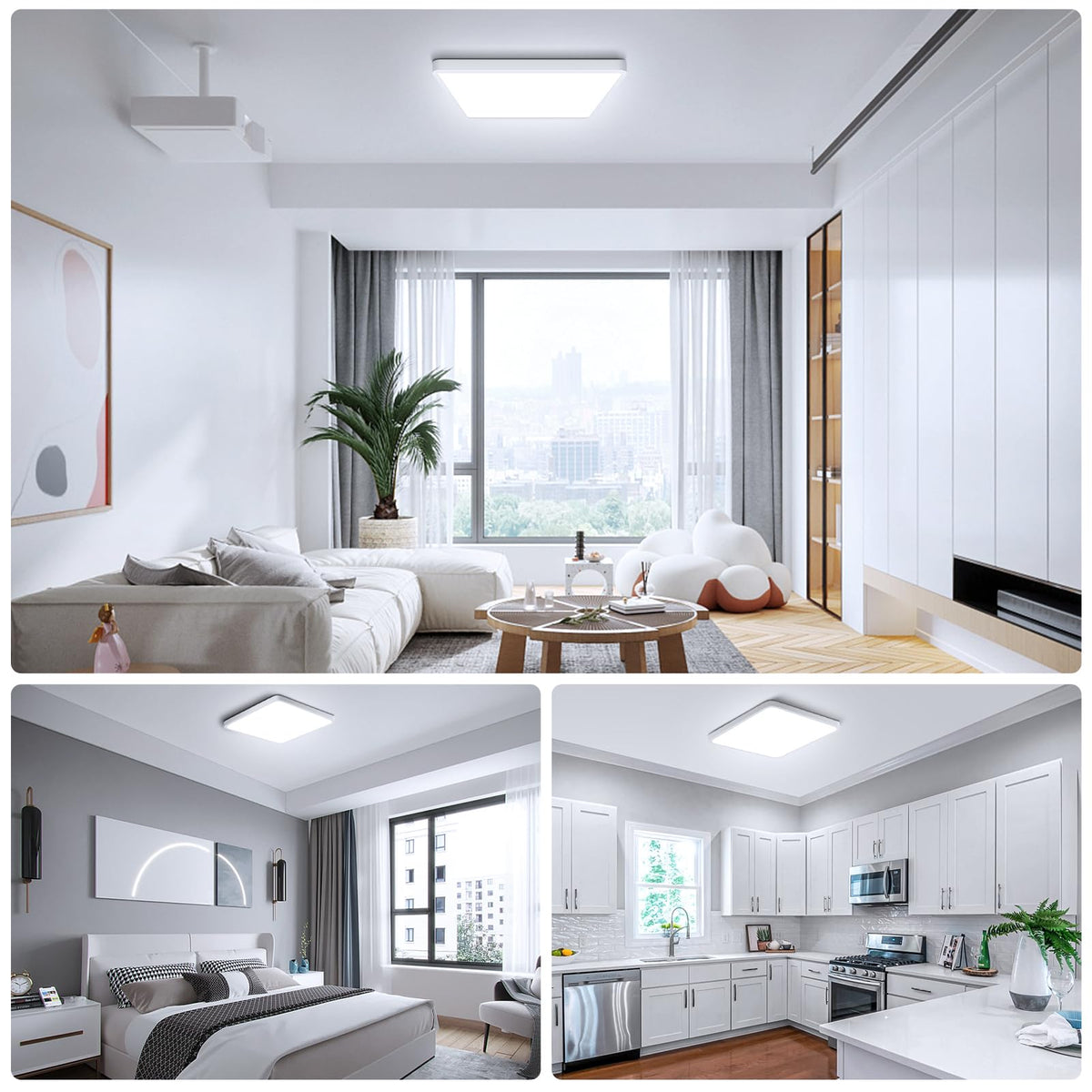 9Inch 18W Square LED Ceiling Light Fixtures Flush Mount (Cool White / 9 inch White)
