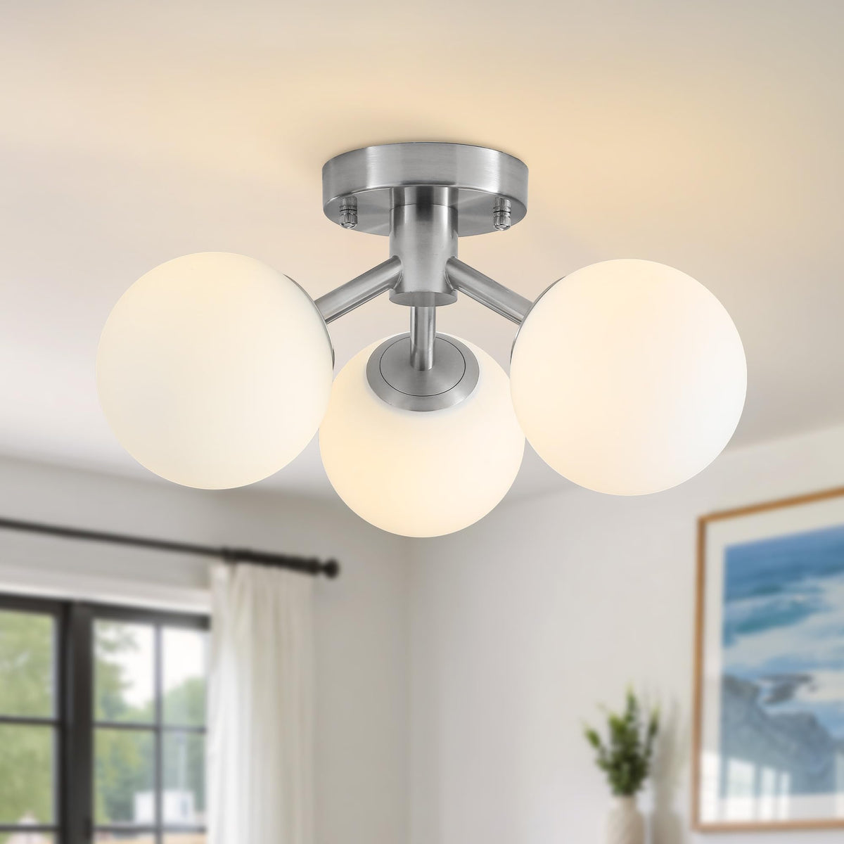 3 Light Mid Century Modern Ceiling Light (3-Light Brushed Nickel / 3-Light)