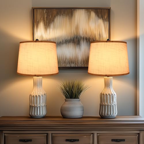 Drum Lamp Shades Set of 2 (Fabric White)