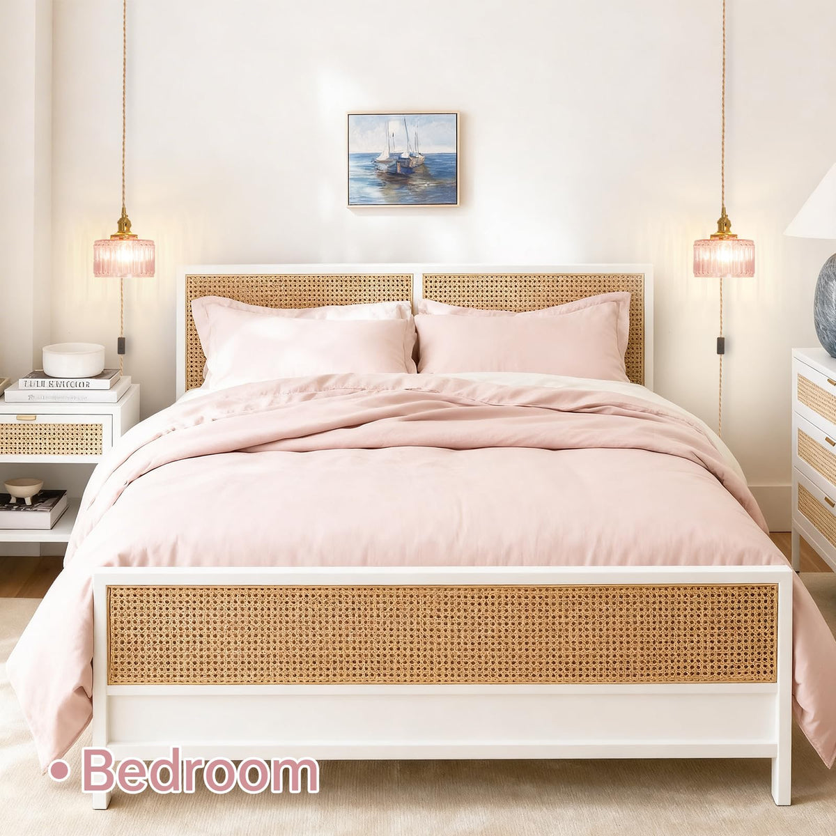 Plug in Pendant Light Hanging Light Fixtures with Plugin Cord On (Pink)