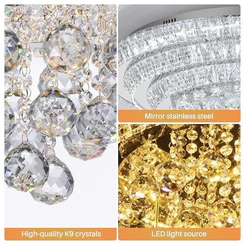 Elegant LED Crystal Raindrop Ceiling Light (Silver / 30 inches)