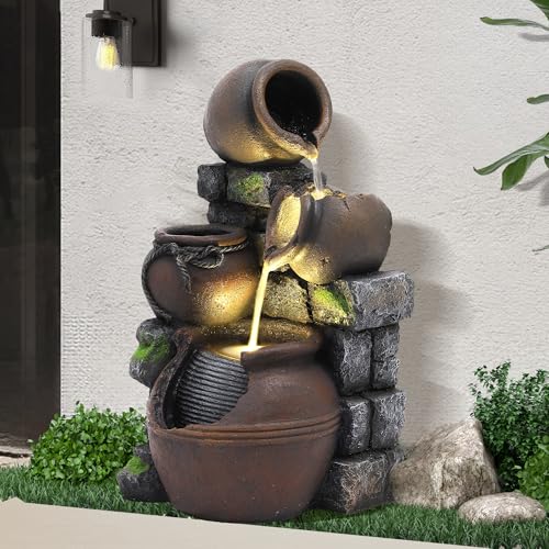 5 Tiers Cascading Rock Water Fountain Outdoor
