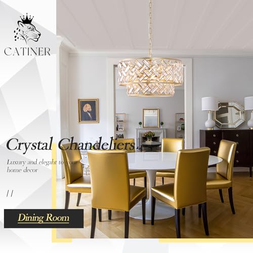 20" Gold Crystal Chandelier (Large Drum Gold)