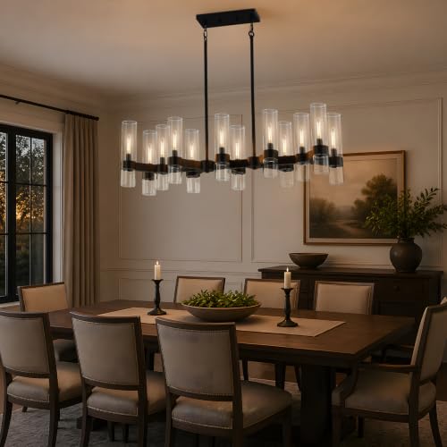 12 Light Black Chandelilers for Dining Room Light Fixture 40" (Black / 12-Light L40")