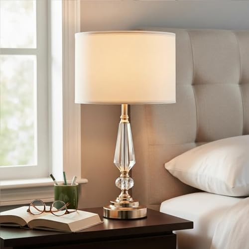 Crystal Table Lamp (Crystal pillar+White)