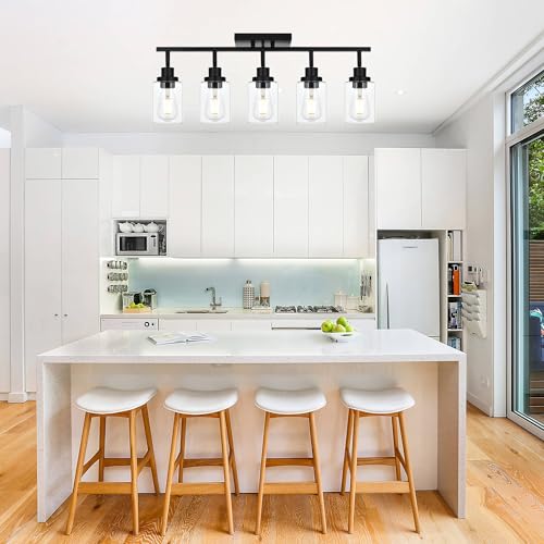 5 Light Track Lighting Kit Black Track Lighting Fixtures Bathroom Wall Sconces Ceiling Mount Kitchen Tracking Lights (Black / 5-Light)